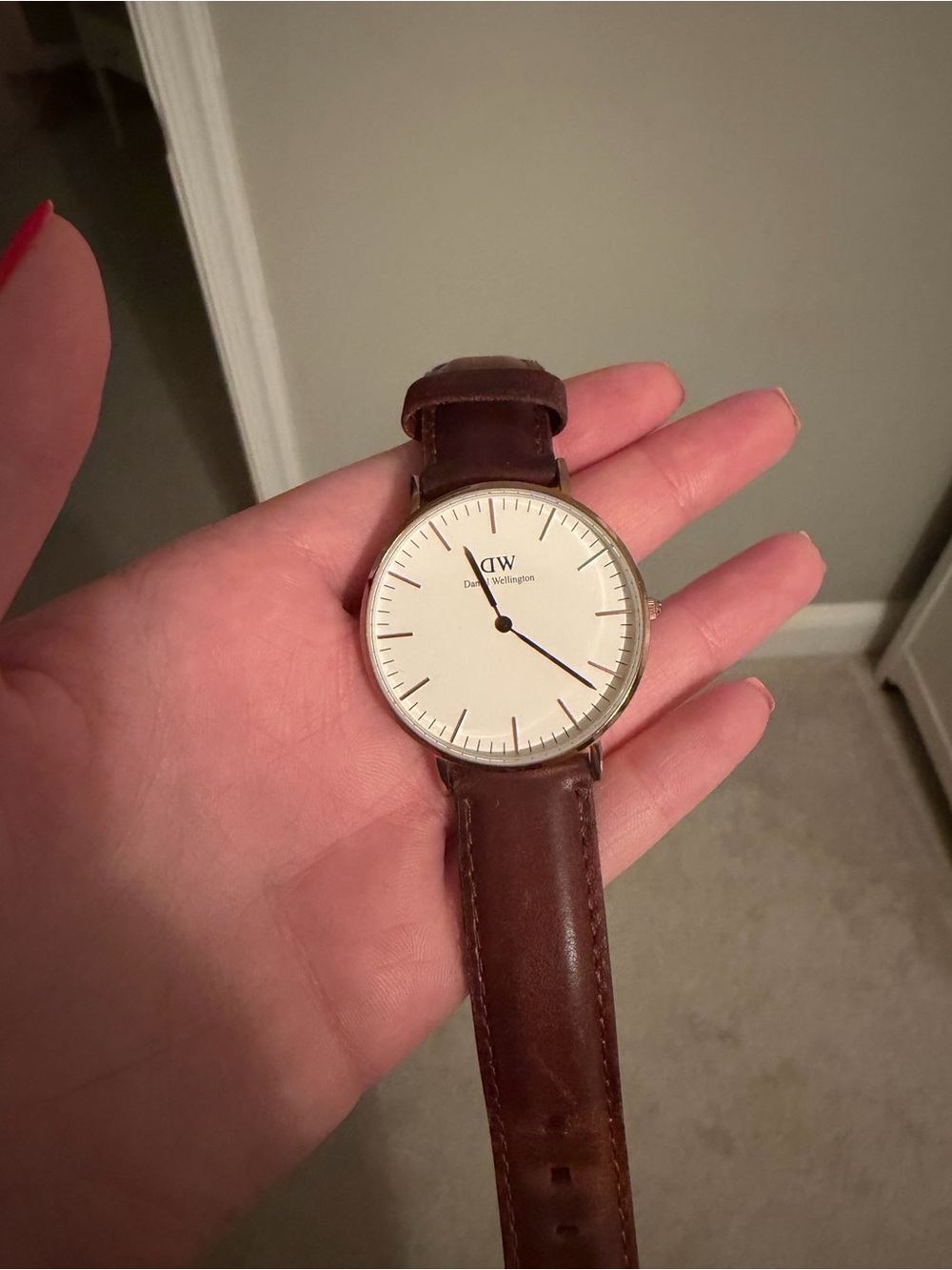 Daniel Wellington Brown Leather Watch with White Dial